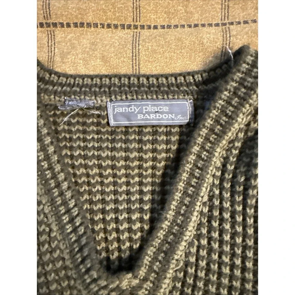 Vintage Jandy Place Bardon Inc Mens L 42-44 V-Neck Sweater Taiwan Green Brown